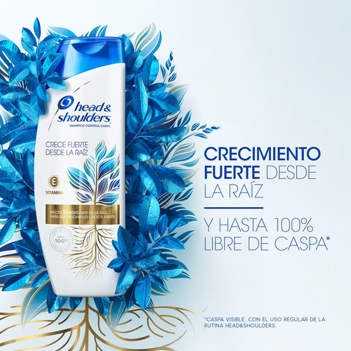 Imagen 9 de 9 de Shampoo Head & Shoulders Crece Fuerte Desde La Raíz X 375 Ml