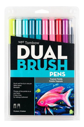 Caneta Tombow Dual Brush Pens Tropical Palette 10 Cores