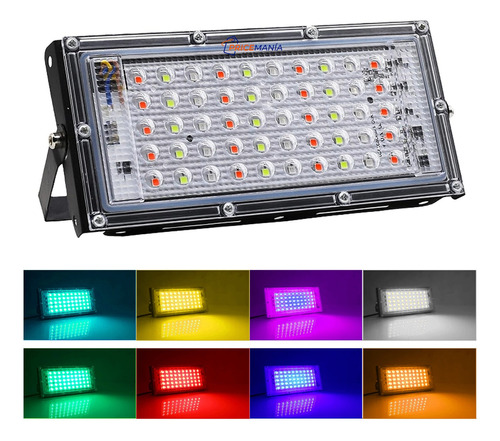 Reflector Led Rgb 50w Control Remoto Colores Ip65 220v