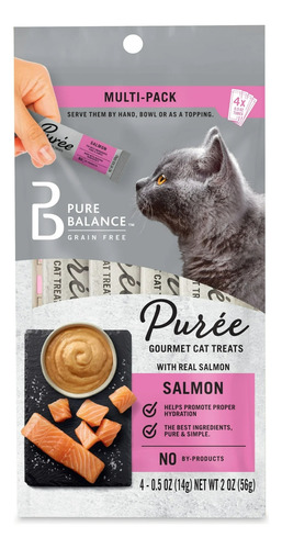 Golosinas Gourmet Gatos Salmón Real Puree Balance 4 Pack