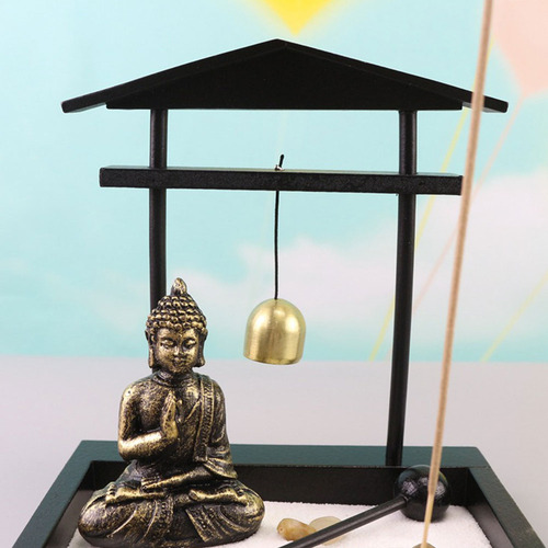 Escritorio Rústico Con Estatua De Buda Zen For Jardín