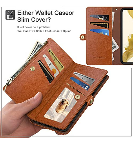 Funda Cartera Para Galaxy S23 Fe Cafe Claro Piel Sintetica