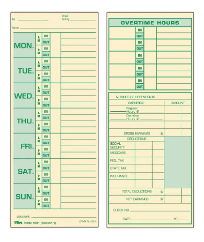 Tops Tiempo De Tarjetas Semanal Doble Cara 3 - 1/2 X 8 - 1/2