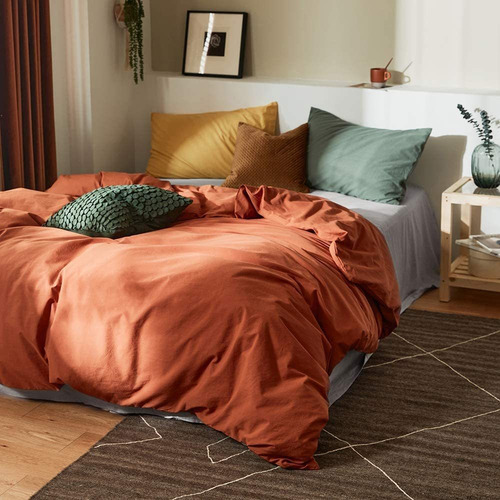 Imagen 2 de 9 de Ropa De Cama Color Caramelo Funda Nórdica Full Queen C...