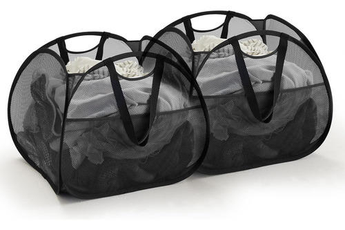 Cesta Plegable De Malla Con Asas Fuertes Y Bolsillos Lateral