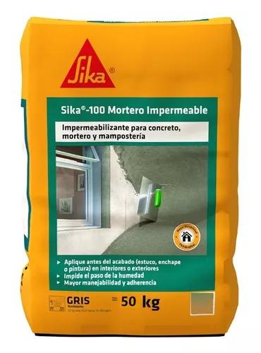 Sika 100 Mortero Impermeable Gris Recubrimiento X 50 Kg