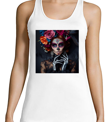 Musculosa Mujer Calavera Elegancia En El Más Allá M1