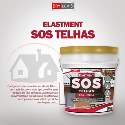 Imagem 3 de 5 de Sos Telhas Elastment Fita Líquido Furo Trinca Fissura Cinza
