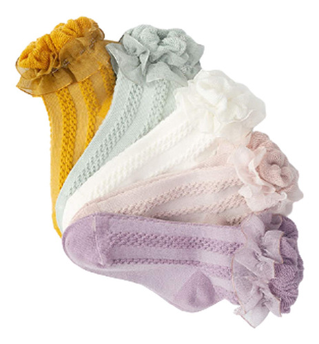5 Pares De Calcetines De Algodón Para Bebé Y Niña,
