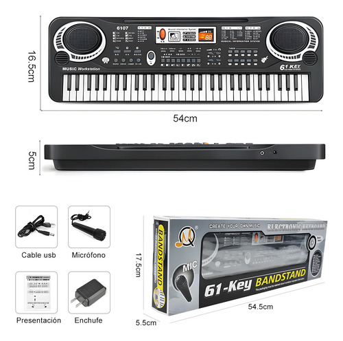 Piano De Juguete De 61teclas Para Ninos Con Microfonos
