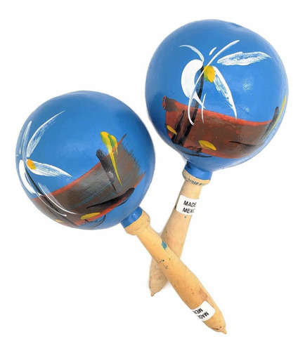 Azul Maracas De Madera Auténtica Mexicana De 8.0 in (8.0 in)