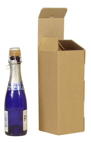 100 Caja 20x8x8 Cartón Para Botellas Micro Corrugado Armable Color Kraft
