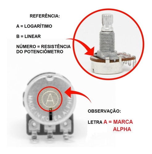 Imagem 2 de 4 de Potenciômetro Center-click B 100k Circuito De Contrabaixo