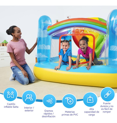 Trampolín Inflable De Castillo Para Niños Con Bomba Inflable Azul