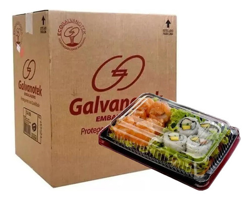 Embalagem Salada Japonesa Galvanotek Oriental Go-912 C/100 Cor Preto