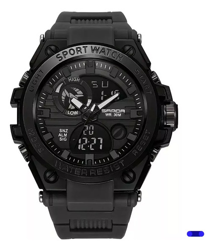Reloj Táctico Impermeable Dual Analógico Digital Negro