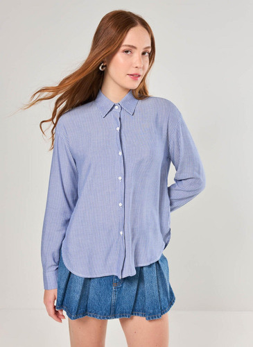 Camisa Oversized Azul Listras