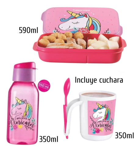 Kids Set Unicornio Para Jardín Tupperware Rosa Chicle
