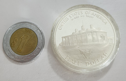 1982 Moneda Half Medio Dollar George Washington Plata 900 (Usado)
