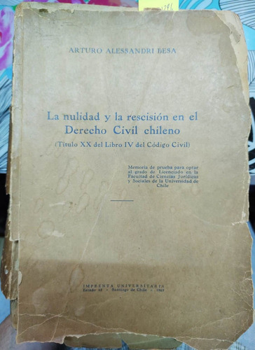 La Nulidad Y La Rescisión En El Derecho Civil / Alessandri