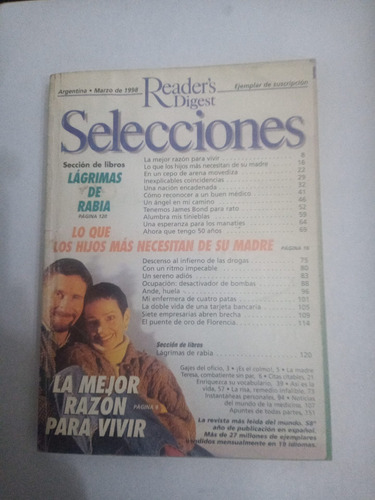 Revista Selecciones Marzo 1998 La Mejor Razon Para Vivir (64