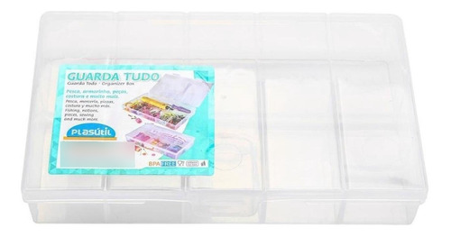 Caixa Box Guarda Tudo Com 7 Divisórias Transparente Médio