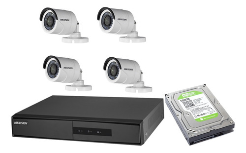 Kit De Seguridad Hikvision Hd Dvr 4 + Disco + 4 Cámaras Hd