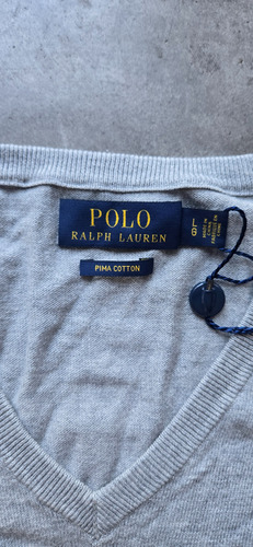 Polo Ralph Lauren Sueter 100% Algodón Pima Gris (large) (Usado)