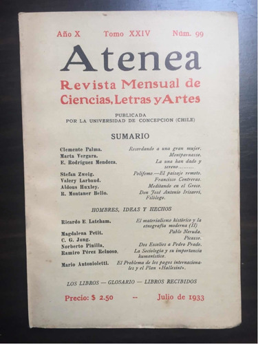 Revista Atenea Número 99 Julio 1933