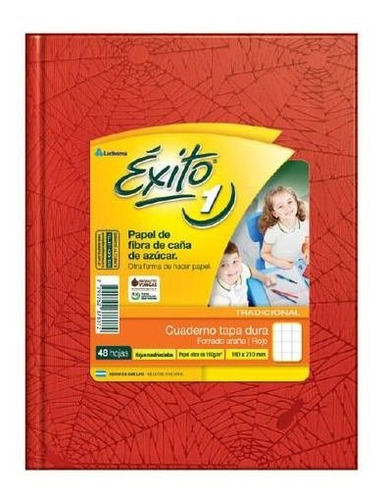 Cuaderno Éxito E1 Tapa Dura 48 Hojas Cuadriculado Rojo