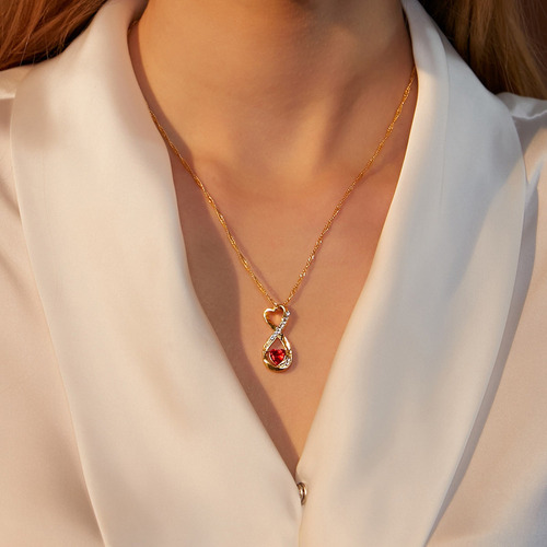Para Collar De Cristal Dorado De Imitación De Temperamento