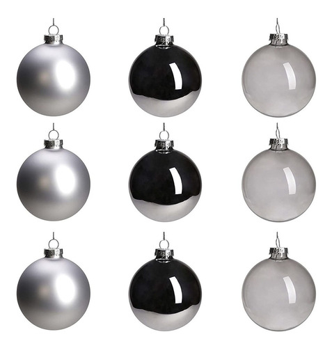 Bolas De Navidad Dn Deconation Modernas Plateadas/negras X9