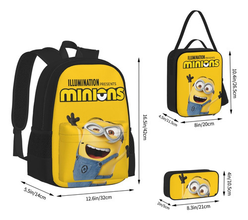 Set De Mochilas Minions De 3 Piezas Con Lonchera Escolar Color Style1