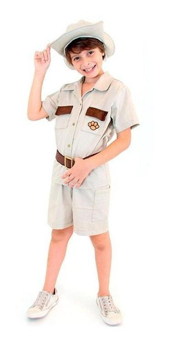 Fantasia Safari Menino Infantil Chapéu Camisa Bermuda E Nf