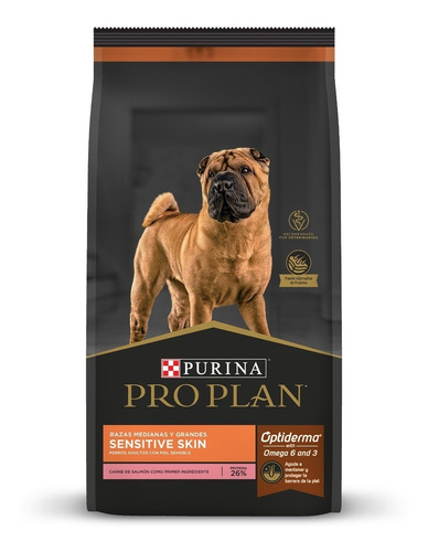 Alimento Pro Plan OptiDerma Sensitive Skin Adult para perro adulto de raza  mediana y grande sabor salmón y arroz en bolsa de 13kg
