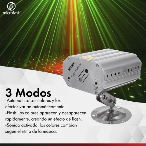 Imagen 9 de 10 de Mini Proyector Luz Láser 14 Efectos Patrones Rítmico Fiestas