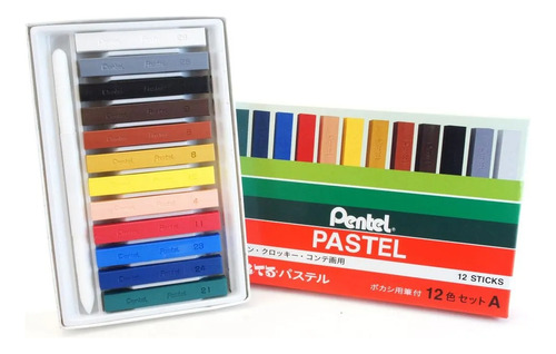 Giz Pastel Seco Pentel 12 Cores