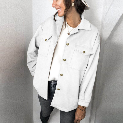 Abrigo De Invierno Con Botones De Solapa Para Mujer, Gabardi