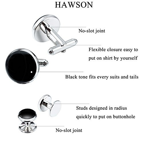 Hawson Mens Gemelos Y Postes Negros Para Camisa De Vestir De