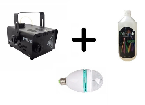 Maquina De Humo + Liquido De 1 Litro + Lampara Led Giratoria