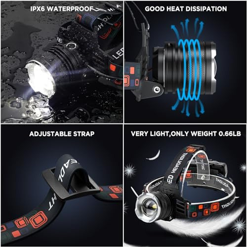 Linterna Frontal Recargable Nj Forever Led, 100000 Lúmenes L