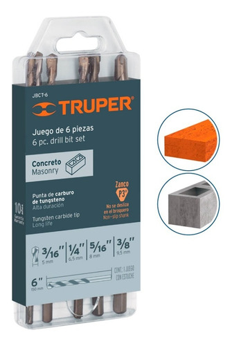 Juego De Brocas Para Concreto, 6 Piezas Truper 11295