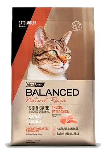 Vitalcan Balanced Natural Recipe Gato Adulto Trucha 15kg
