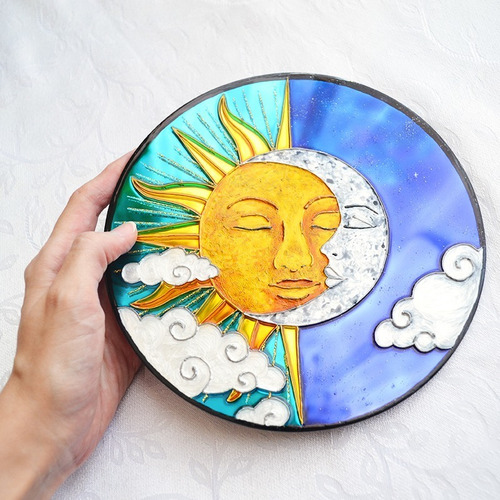 Imagem 4 de 7 de Mandala Sol E Lua Em Espelho De 20cm