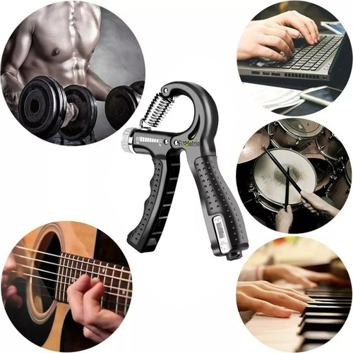 Kit Hand Grip Fortalecimento Mãos Dedos Punho Fisioterapia Cor Preto