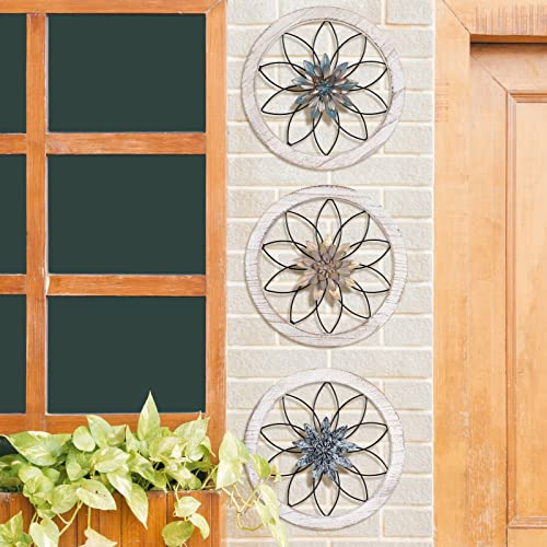 Decoración Rústica De Pared 3 Piezas Marco Madera Y Hierro