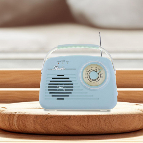 Radio Portátil Con Bluetooth, Recargable, Fácil De Azul