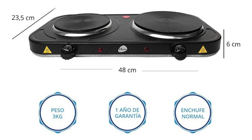 Anafe Electrico 2 Hornallas 2500w De Potencia Cocina Rapido