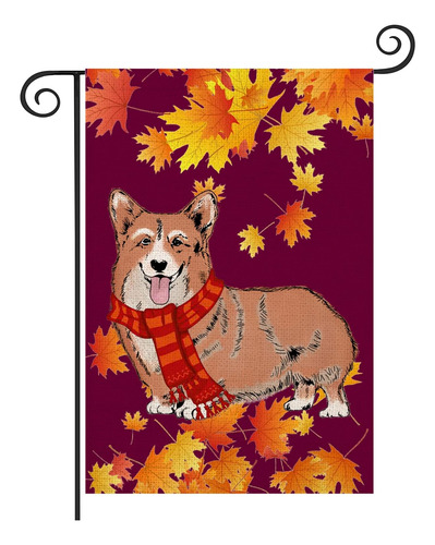 Banderas De Jardín Para Perros Corgi, 12 X 18, Doble Cara Pa