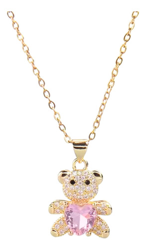 Collar Dije Osito Acero Inoxidable Regalo Rosa